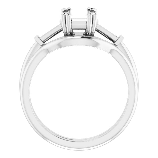 14K White 7x5 mm Emerald Engagement Ring Mounting