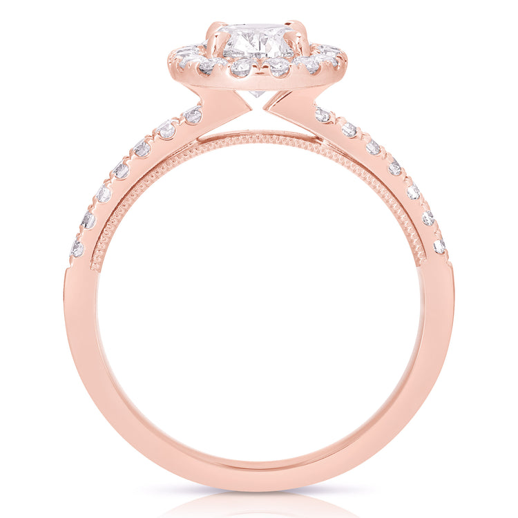 1 1/2 CT CENTER OVAL HALO LAB GROWN ENGAGEMENT RING