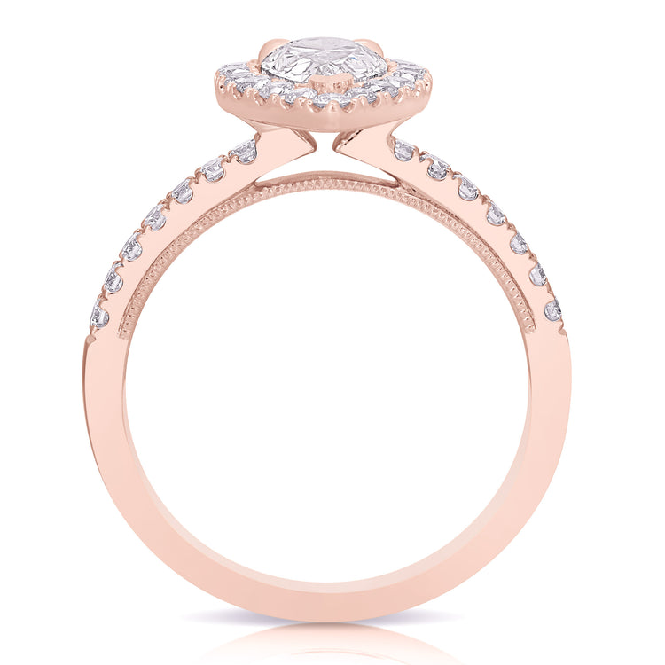 1 1/2 CT CENTER PEAR SHAPE HALO LAB GROWN ENGAGEMENT RING