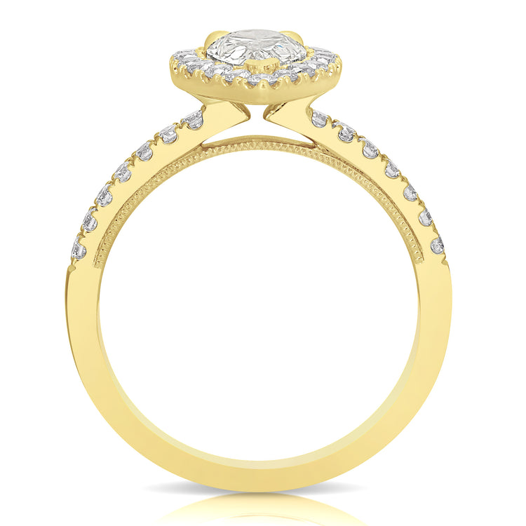 1 1/2 CT CENTER PEAR SHAPE HALO LAB GROWN ENGAGEMENT RING