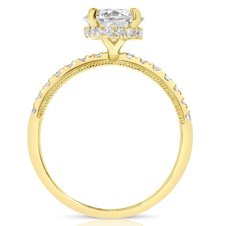 1 1/2 CT CENTER ROUND H-HALO LAB GROWN ENGAGEMENT RING