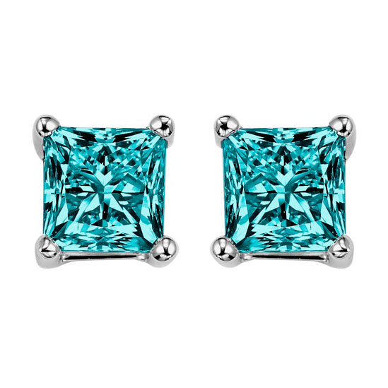 10K P/Cut Blue Diamond Studs 1 ctw