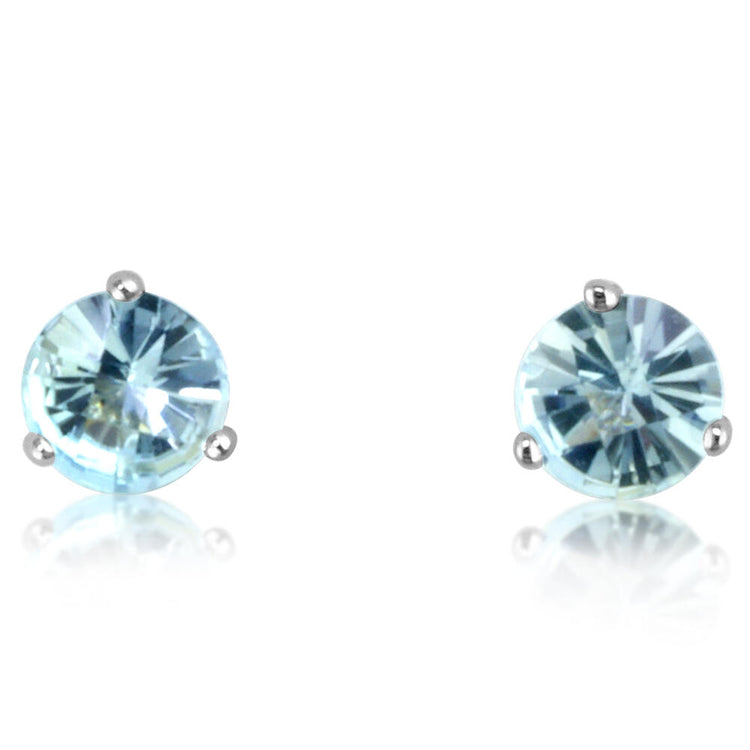 14K White Gold Checkerboard Aquamarine Martini Earrings