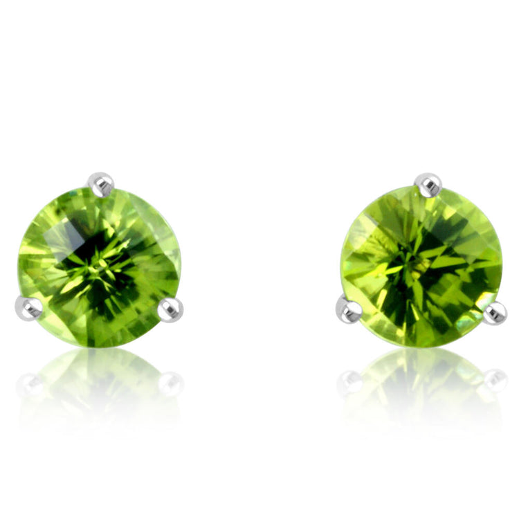 14K White Gold Checkerboard Peridot Martini Earrings