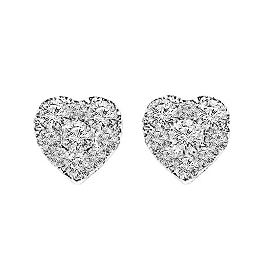 14K Diamond Sensation Earrings Heart Shape 1/4 ctw