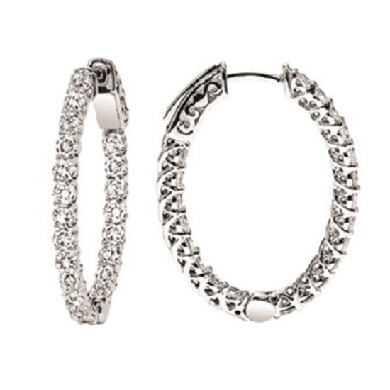 14K Diamond Inside Out Oval Hoops 2 ctw