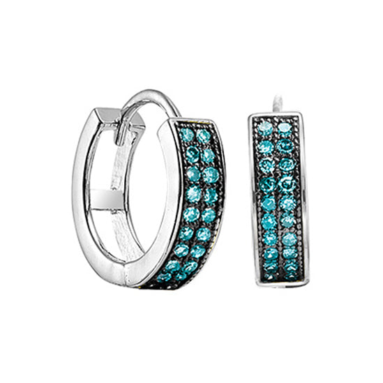 Silver Blue Diamond Earrings 1/5 ctw