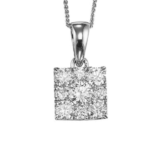 14K Diamond Sensation Pendant Square Shape 1/2 ctw