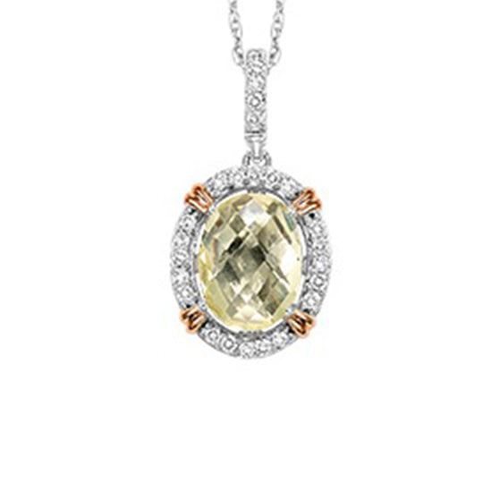 Silver with Oval Lemon Quartz Pendant