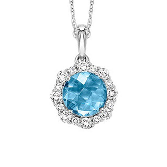 Silver with Round Blue Topaz Pendant