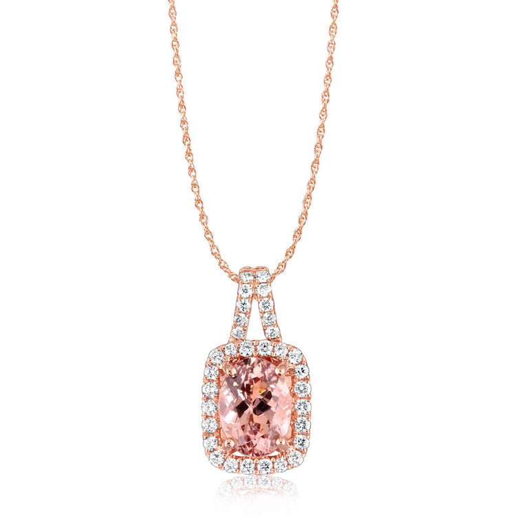 14K Rose Gold Lotus Garnet/Diamond Pendant