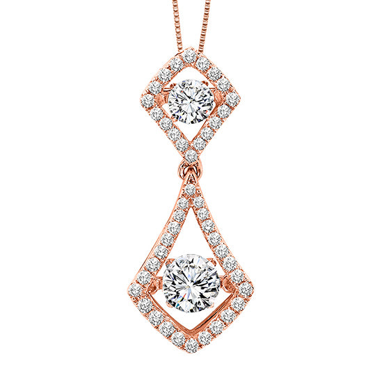 14K Rose Gold Diamond Rhythm Of Love Pendant 3/4 ctw