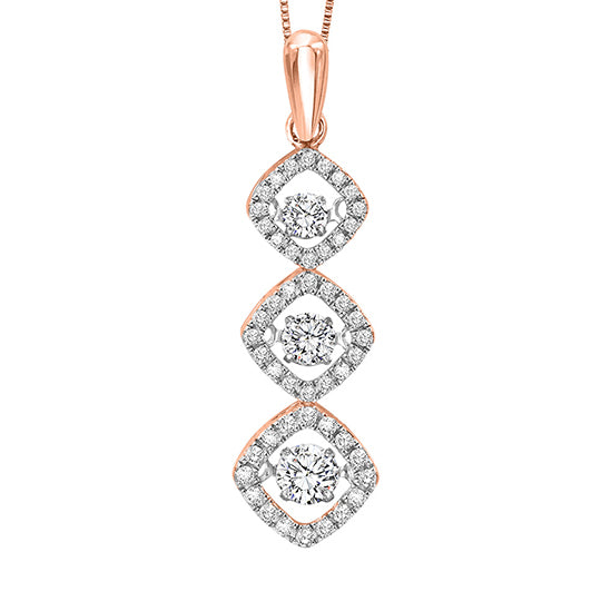 14K Rose Gold Diamond Rhythm Of Love Pendant 1 ctw