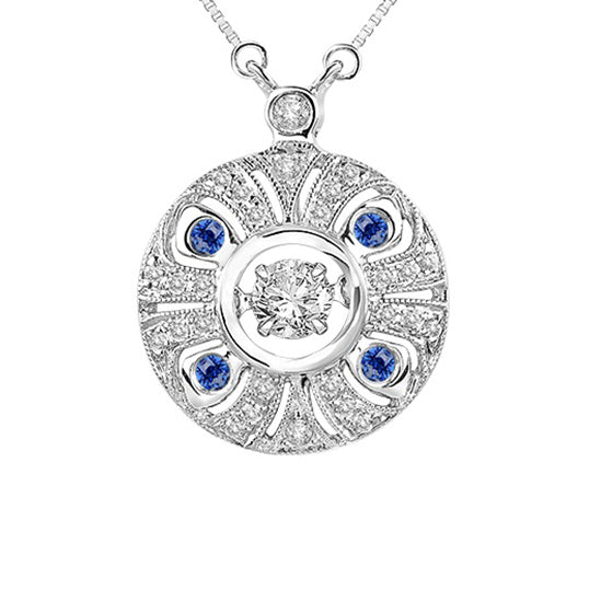 14K Sapphire & Diamond Rhythm Of Love Pendant 1/3 ctw