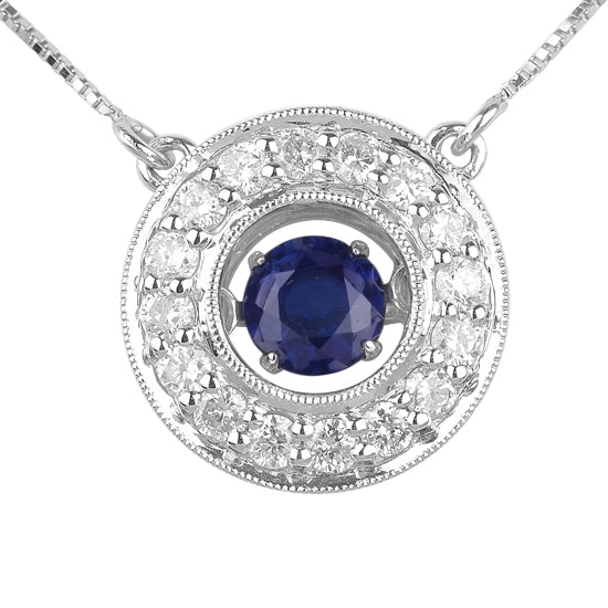 14K Sapphire & Diamond Rhythm Of Love Pendant 3/4 ctw