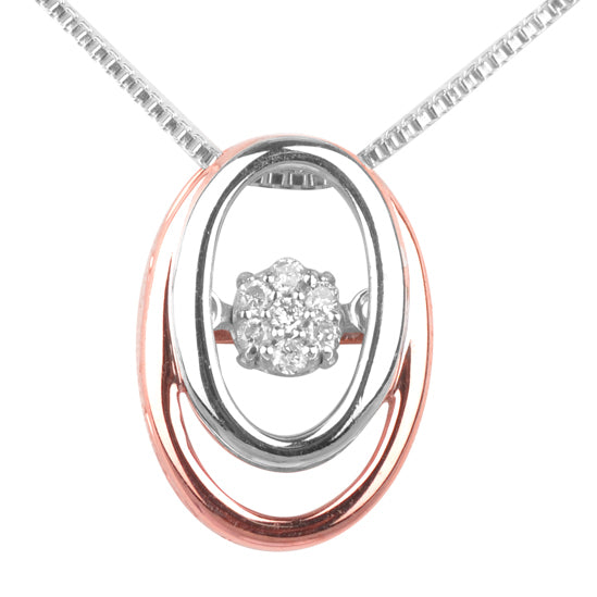 Silver Pink Rhodium Diamond Rhythm Of Love Pendant