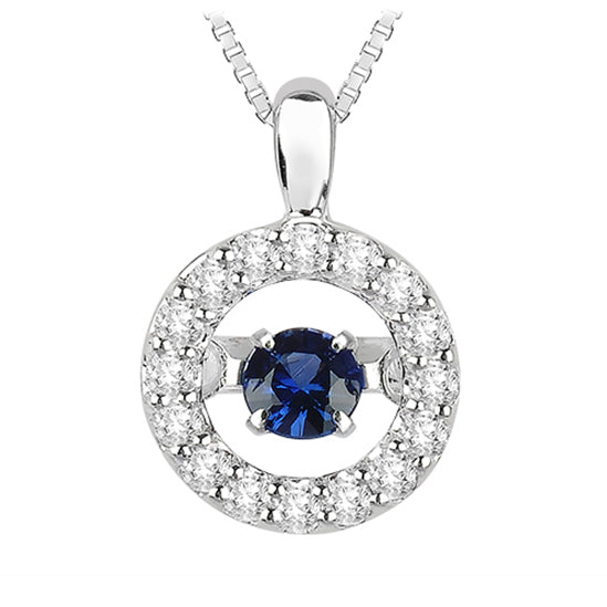 14K Sapphire Diamond ROL Pendant 1/5 gtw