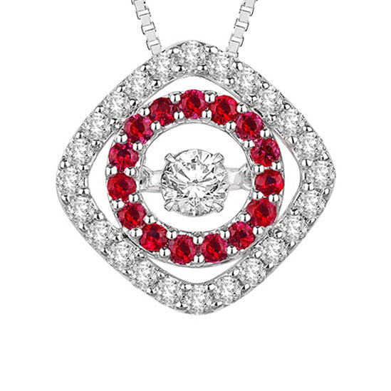 14K Ruby & Diamond Rhythm Of Love Pendant 1/2 ctw