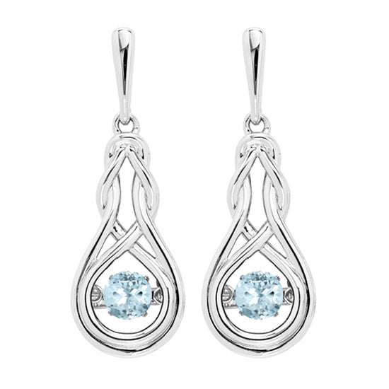 Silver Created Aqua Earrings