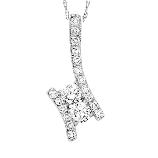 14K Diamond Two Stones Pendant 1/4 ctw