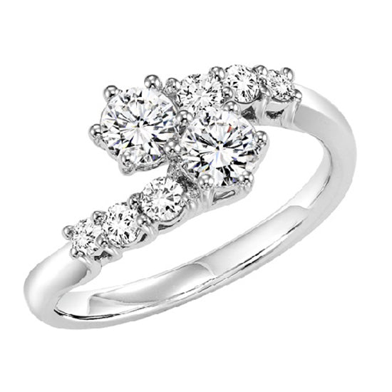 14K Diamond Two Stones Ring 1 ctw