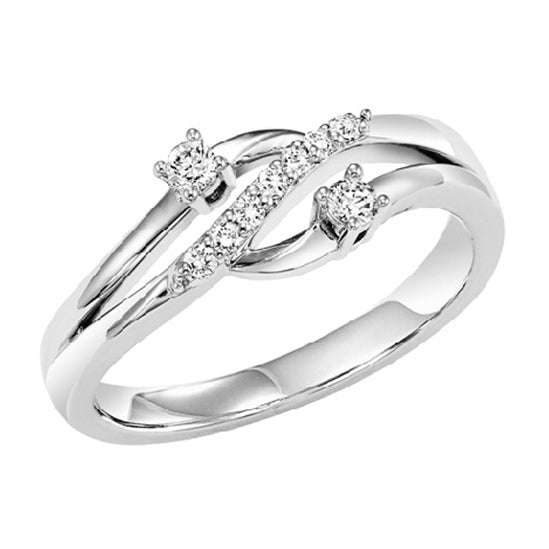 14K Diamond Two Stones Ring 1/7 ctw