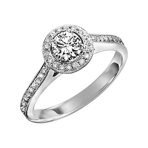 14K Diamond 1/4 ctw Engagement With 1/2 ct Center Diamond