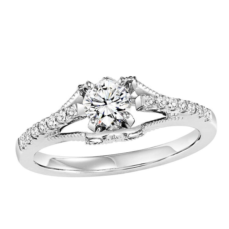 14K Diamond 1/8 ctw Engagement With 1/2 ct Center Diamond
