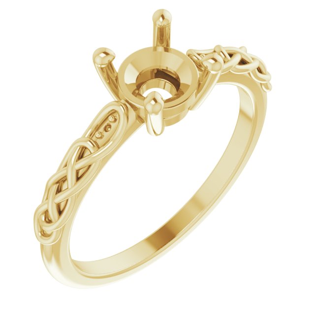 14K Yellow 6.5 Round .0075 CTW Natural Diamond Semi-Set Celtic-Inspired Engagement Ring