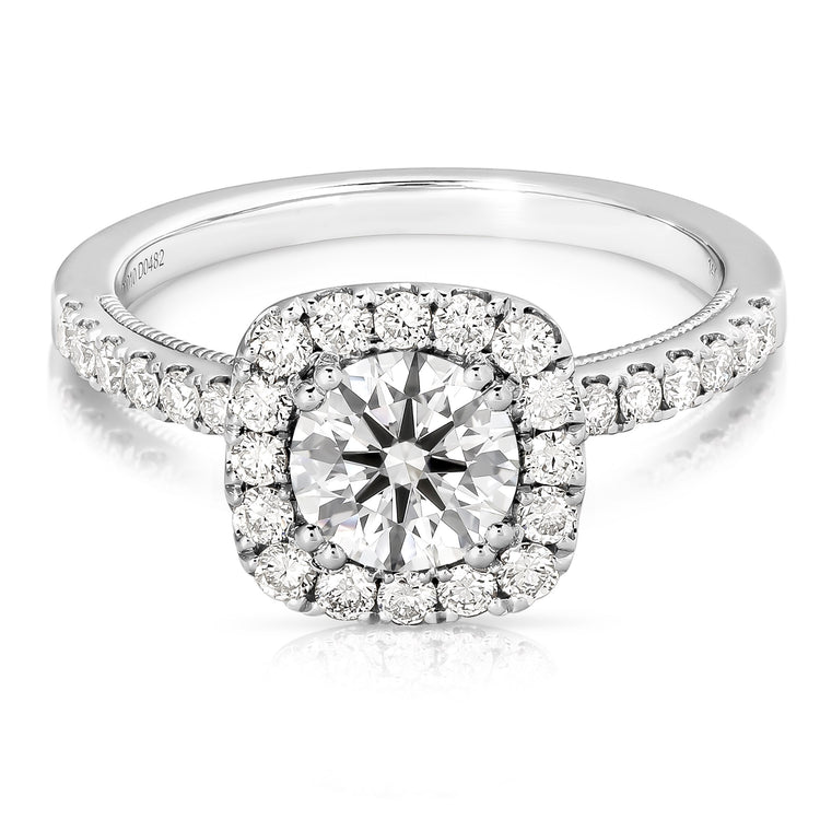 1 CT CENTER ROUND CUSHION-HALO LAB GROWN ENGAGEMENT RING