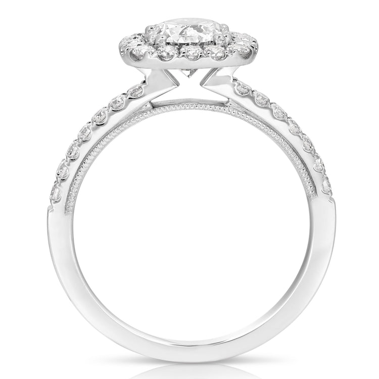 1 CT CENTER ROUND CUSHION-HALO LAB GROWN ENGAGEMENT RING