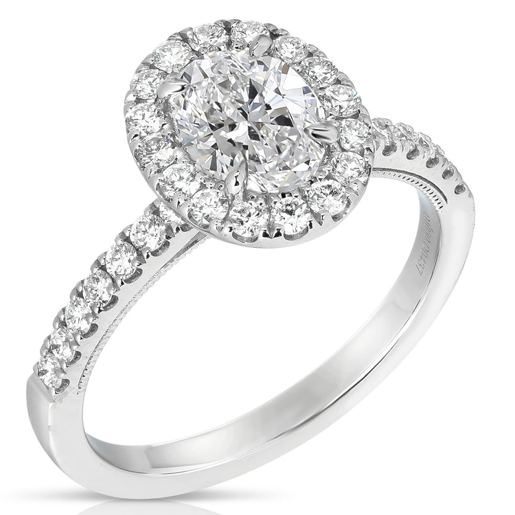 1 CT CENTER OVAL HALO LAB GROWN ENGAGEMENT RING