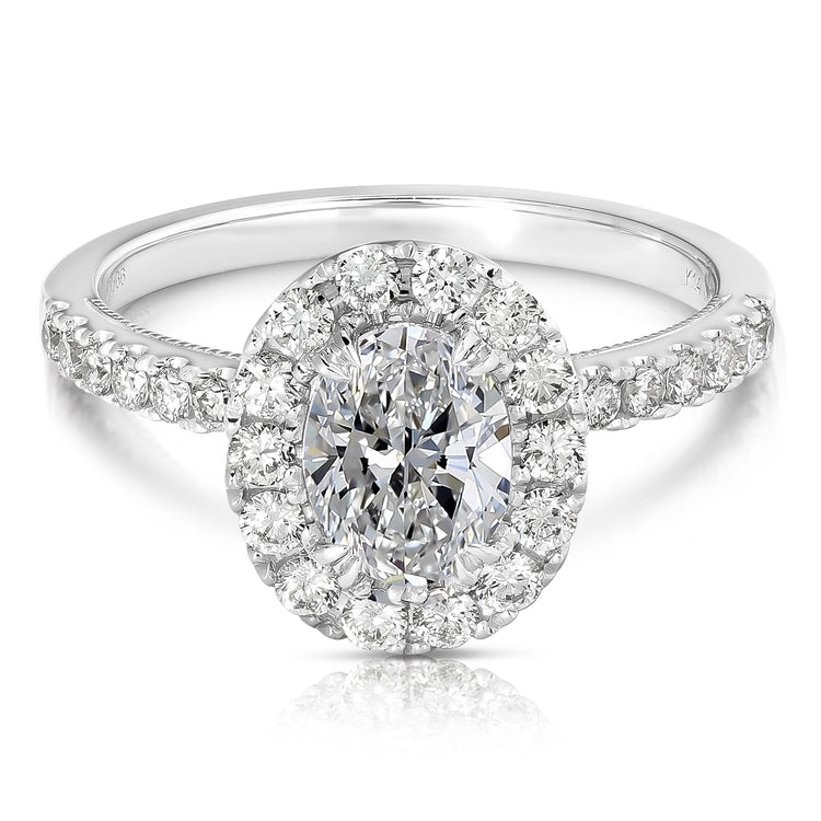 1 1/2 CT CENTER OVAL HALO LAB GROWN ENGAGEMENT RING