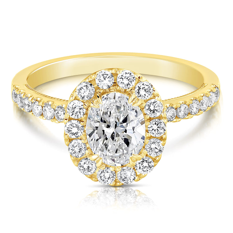 2 CT CENTER OVAL HALO LAB GROWN ENGAGEMENT RING