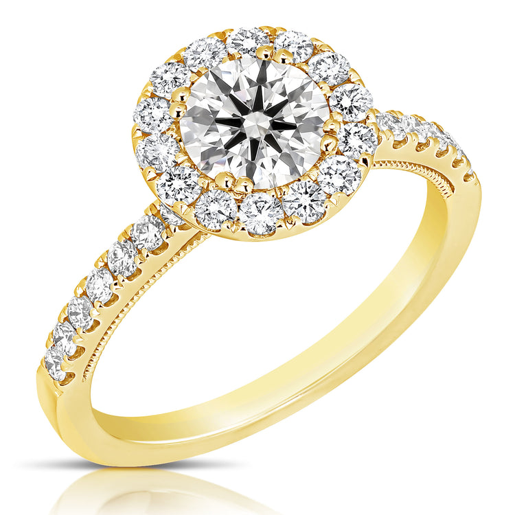 1 CT CENTER ROUND HALO LAB GROWN ENGAGEMENT RING