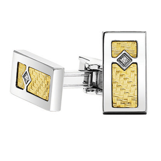 Steel and 18K Inlay Diamond Cufflink