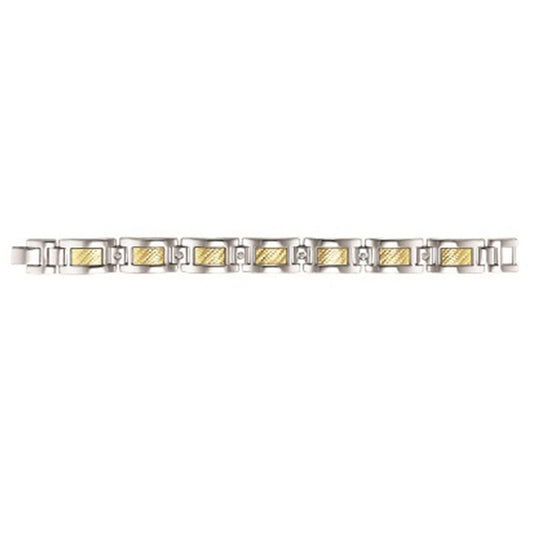 Steel and 18K Inlay Diamond Bracelet 1/5 ctw