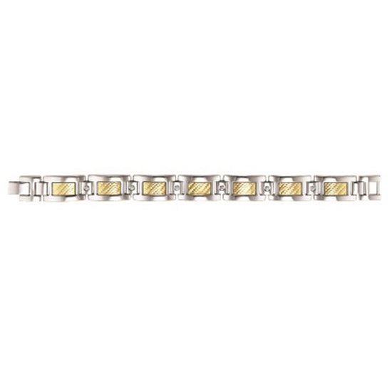 Steel and 18K Inlay Diamond Bracelet 1/5 ctw