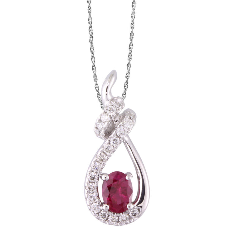 14K White Gold Ruby/Diamond Pendant