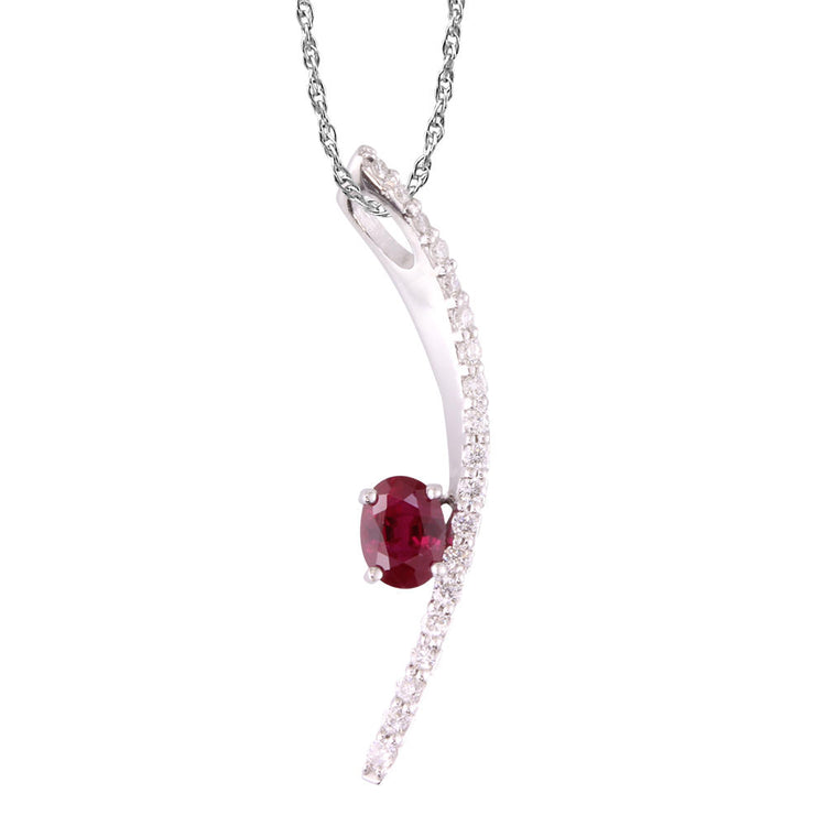 14K White Gold Ruby/Diamond Pendant