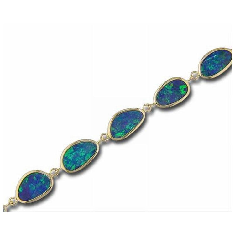 14K Yellow Gold Australian Opal Doublet Bracelet