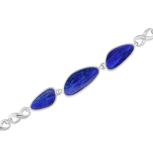 Sterling Silver Australian Opal Doublet Bracelet