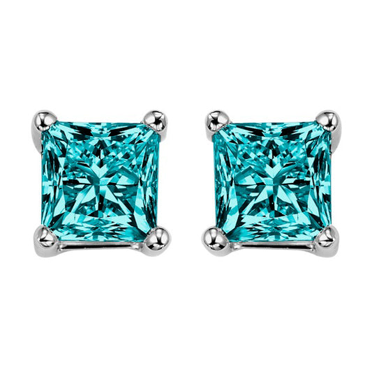 10K P/Cut Blue Diamond Studs 1/4 ctw