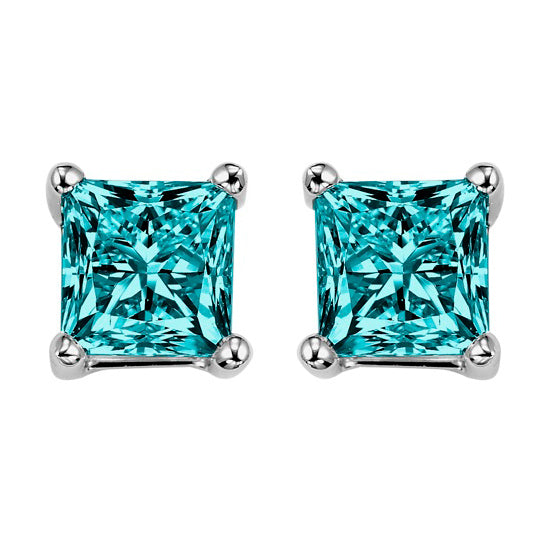 10K P/Cut Blue Diamond Studs 1/4 ctw