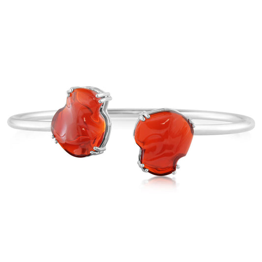 14K White Gold Mexican Fire Opal Bracelet