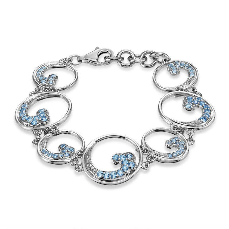 Sterling Silver Blue Topaz Wave Bracelet