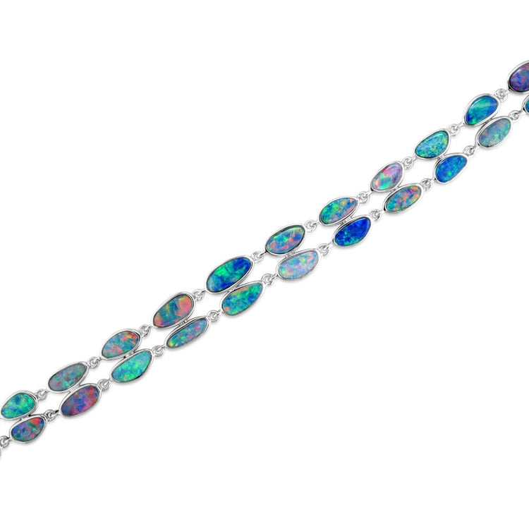 Sterling Silver Australian Opal Doublet Bracelet