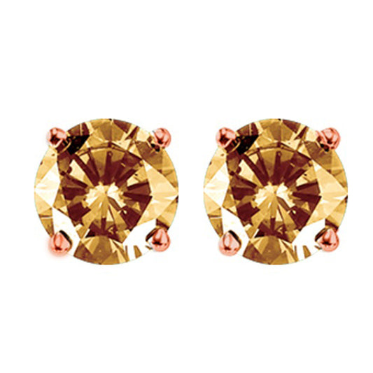 10K Round Brown Diamond Studs 1/4 ctw