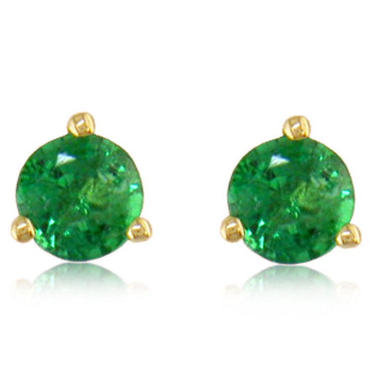 14K Yellow Gold Emerald Martini Earrings