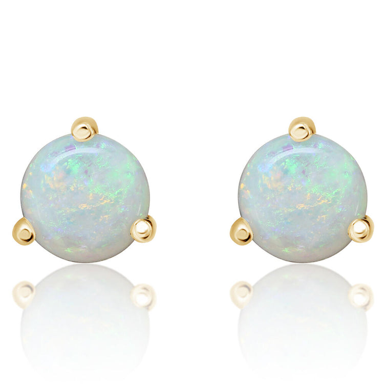 14K White Gold Australian Opal Martini Earrings